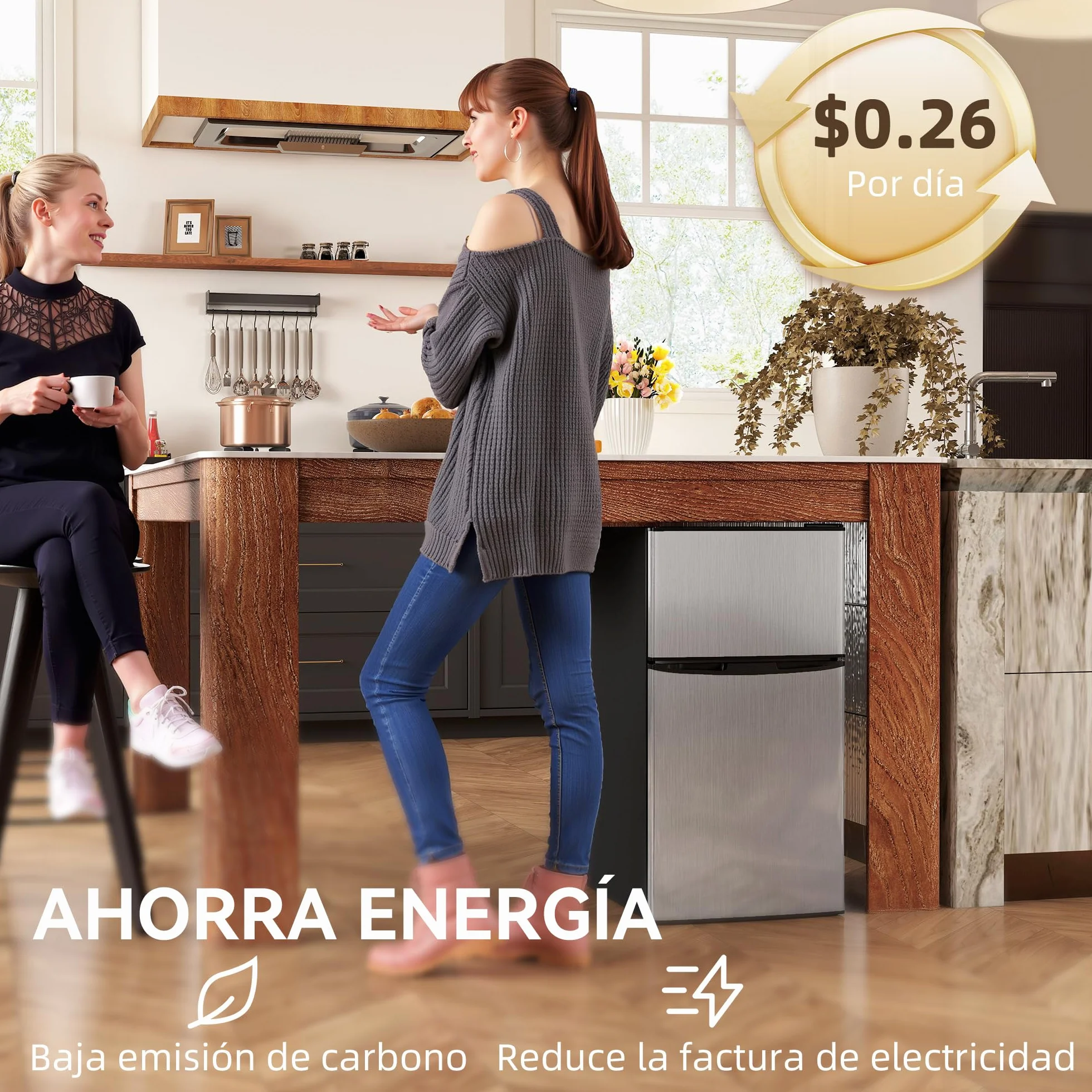 HOMCOM Nevera Pequeña 88 L con Congelador, Mini Frigorífico Silenciosa, Frigorífico Pequeño Bajo Encimera con Temperatura Regulable 5 Niveles, Puerta Reversible y Estantes Ajustables, Negro