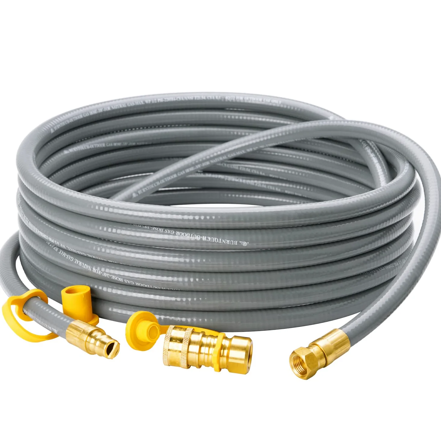 CALPOSE Manguera de parrilla de gas natural de 25 pies de diámetro interior de 3/8 pulgadas con accesorios de conexión rápida, línea de gas natural para parrilla, horno de pizza, calentador y más