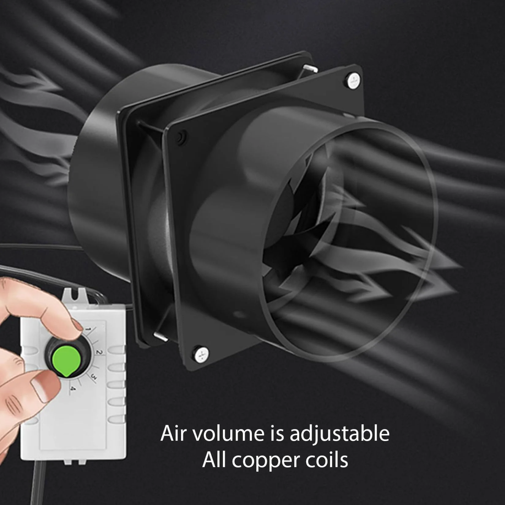 Extractor de aire portátil con manguera de conducto de 3.3 ft ventilador de ventilación ajustable USB potente ventilador de escape de motor sin escobillas de 5 V 2 A para cocina y baño