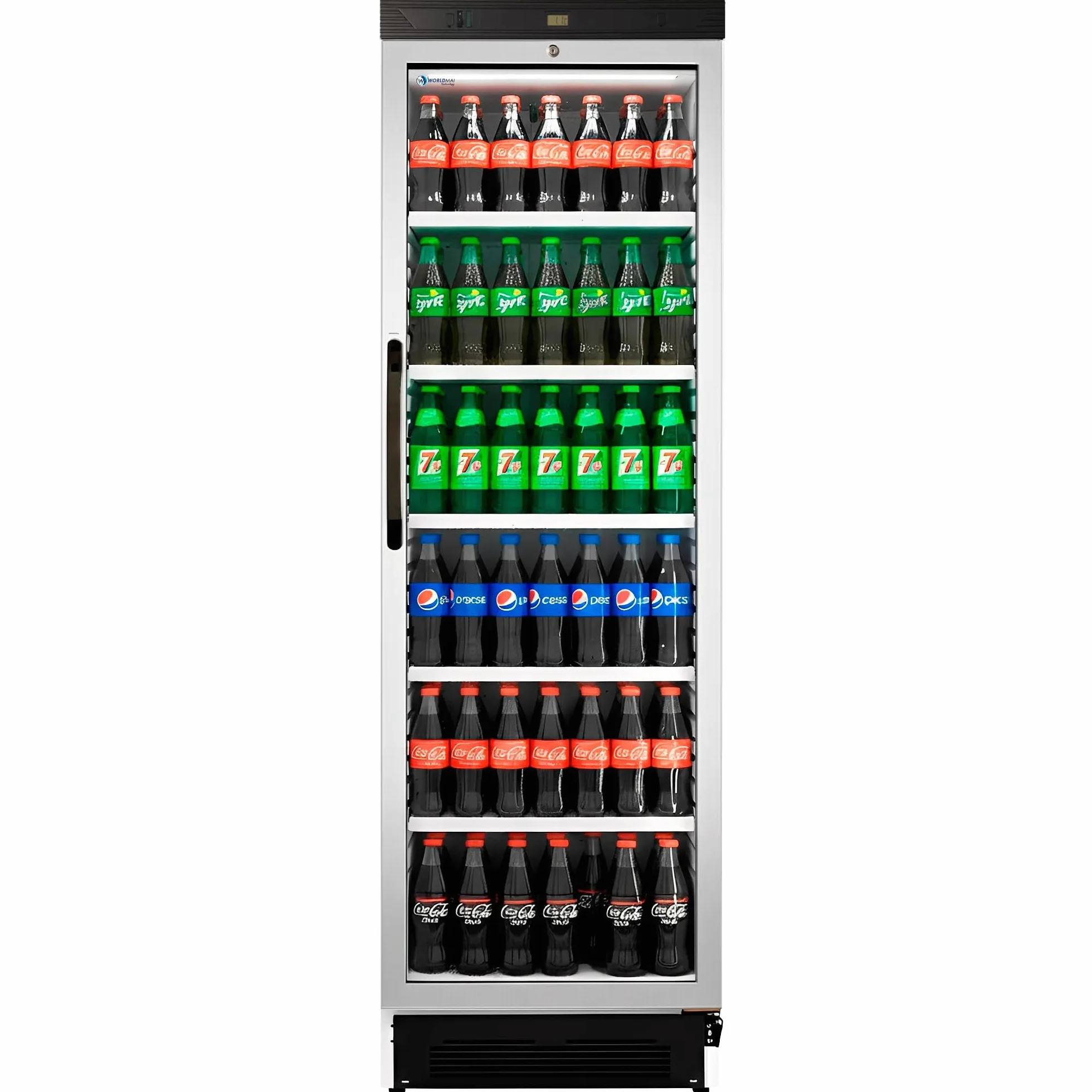 MBH - Nevera expositora vertical profesional blanca con puerta de cristal para hostelería. Frigorífico expositor botellero industrial para bebidas.