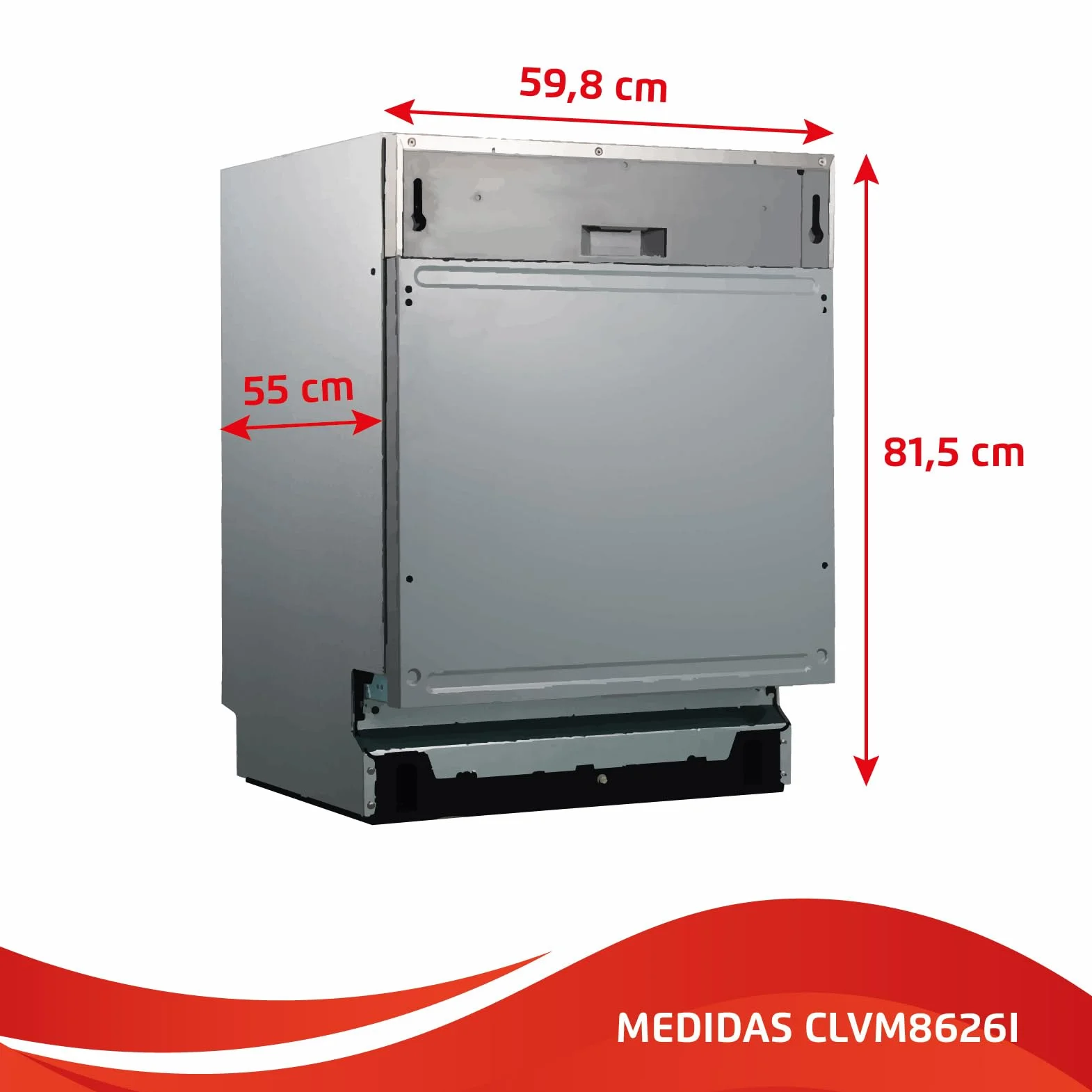 Corberó - Lavavajillas integrable 60 cm | CLVM8626I | 13 cubiertos | 6 programas | Tercera bandeja mini | Función ECO| Media Carga| Función 3 en 1 | Auto Apertura | Inox