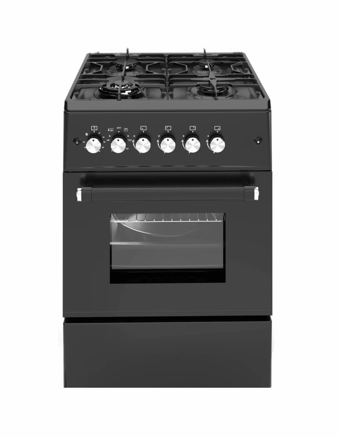 ALPHA Cocina de Gas VULCANO ELITE-60 Negro Mate. Encendido Automático, Wok.