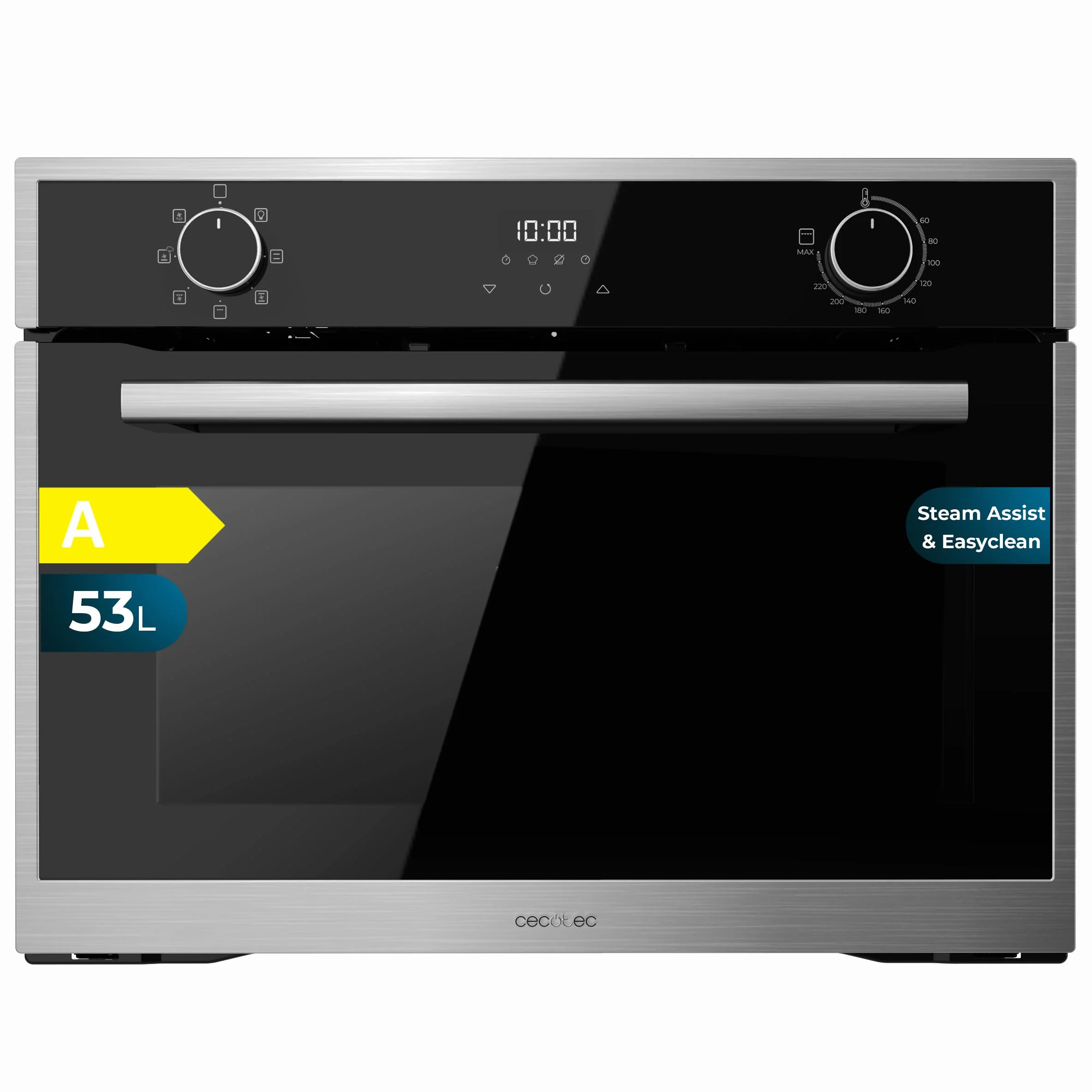 Cecotec Horno Integrable 45cm Alto Multifunción Bolero Hexa M224500 Edge A 2600W 53L 7 Funciones Grill Convección Vapor