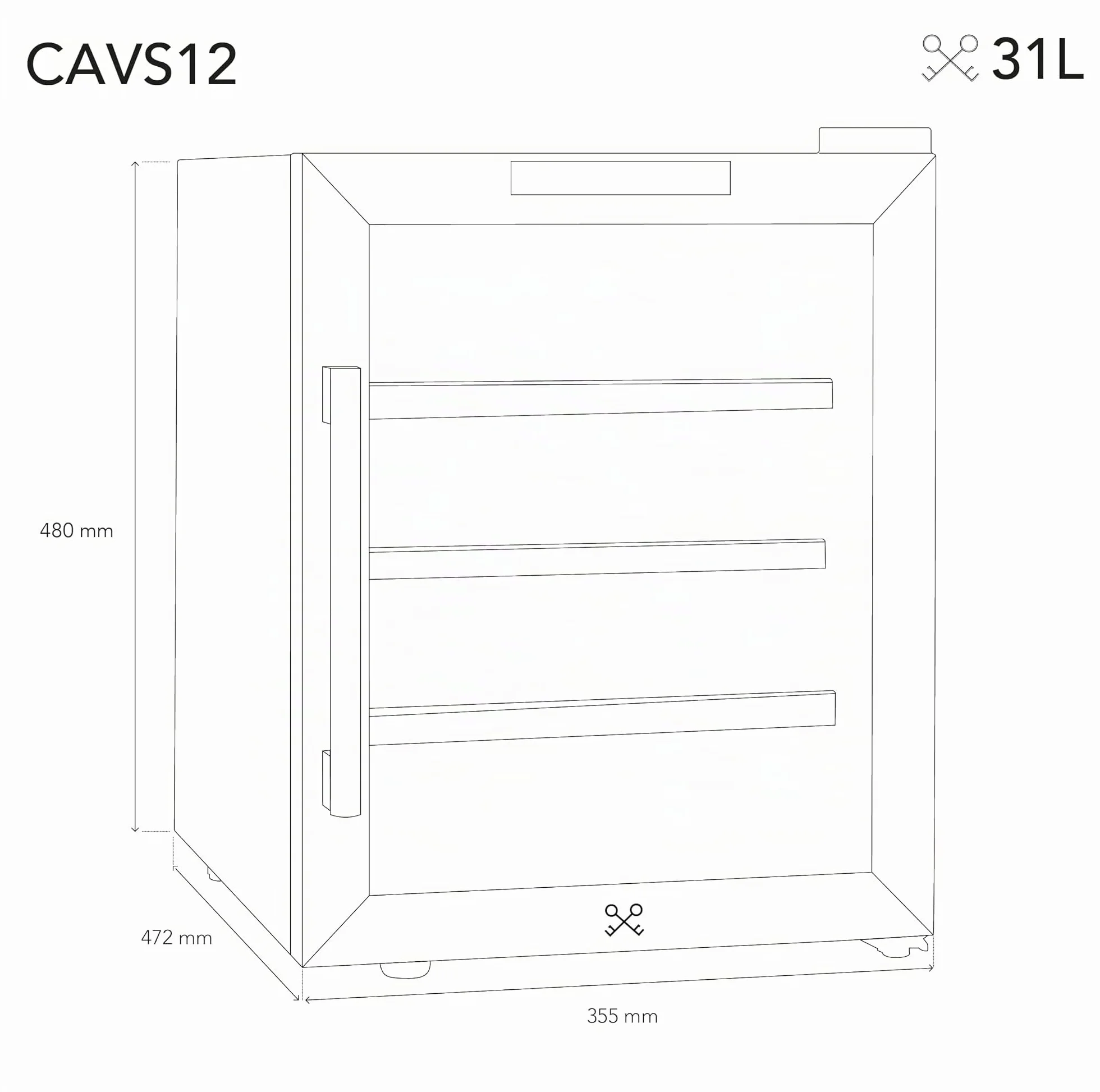 LES PETITS CHAMPS Vinoteca 12 botellas CAVS12, Capacidad 31L, Puertas de acero inoxidable, Ajuste de temperatura de 11°C a 18°C, Sistema termoeléctrico, Iluminación LED, Anti-UV, 3 estantes