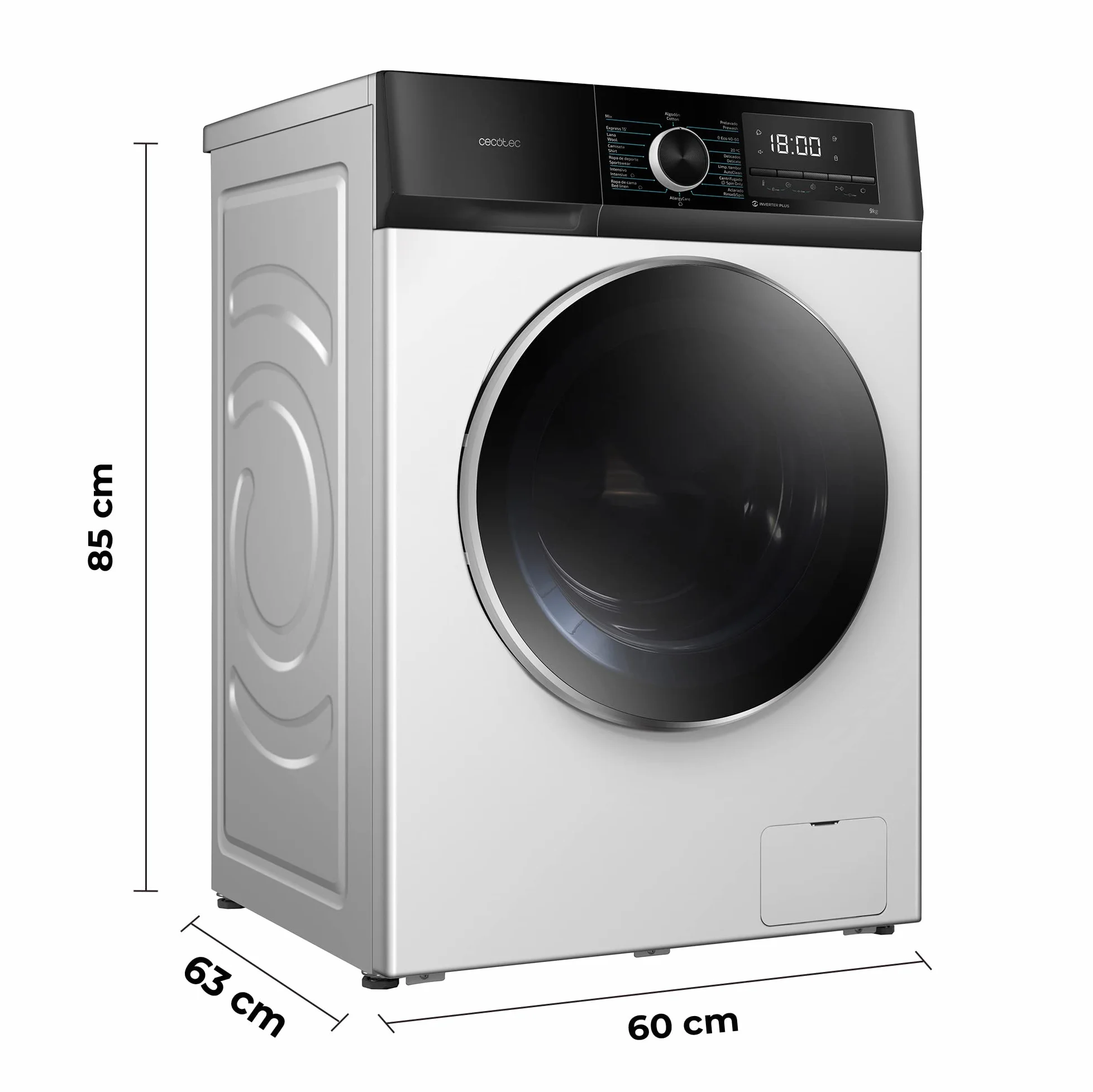 Cecotec Lavadora Carga Frontal Bolero Dresscode 10500 Inverter 10Kg 1950W 1400 rpm Blanca