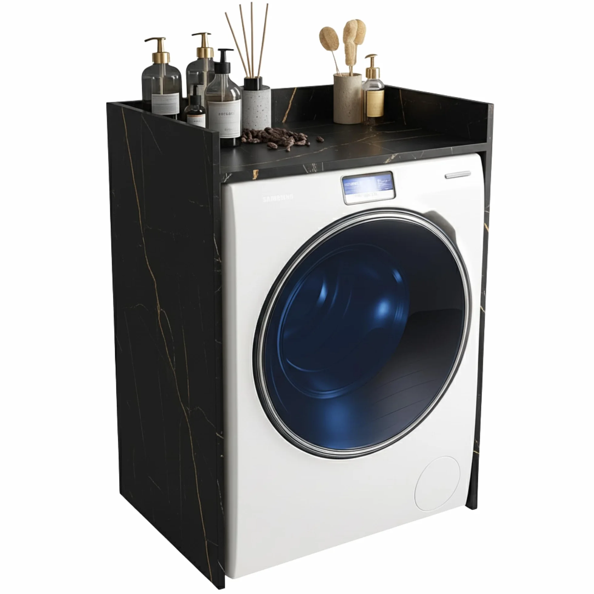 INNOVAHOME Armario para Lavadora Robusto 18mm - Mueble con Protección Antivibración, Borde Alto y Solución de Almacenaje para Lavadero, 66x97x62cm, San Sebastián