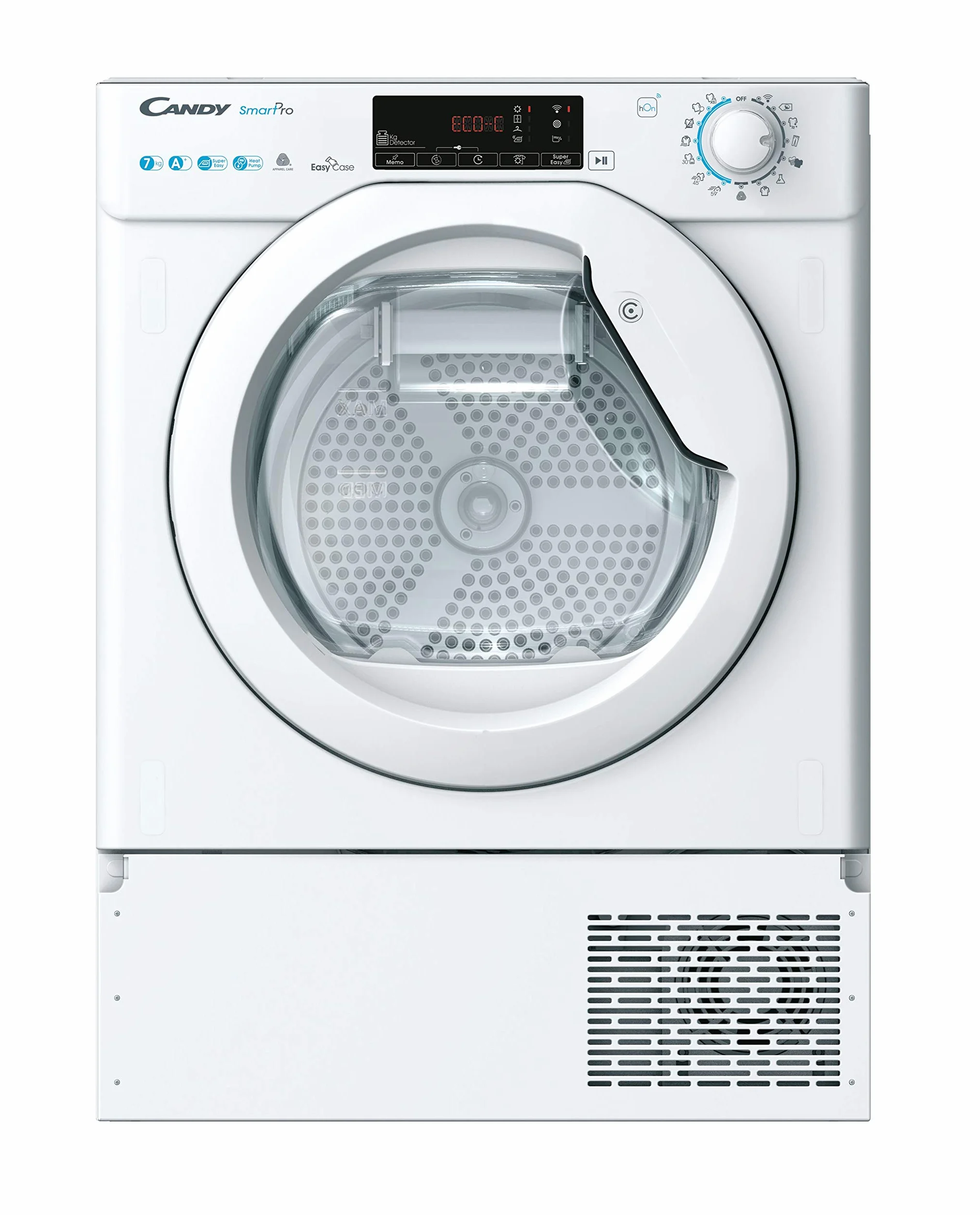Candy Smart Pro BCTD H7A1TE-S Secadora bomba de calor, Secadora integrable, 7Kgs, Cajón Easy Case 5l, Wi-Fi, Planchado fácil, Certificado Woolmark, 67dba, Clase A+