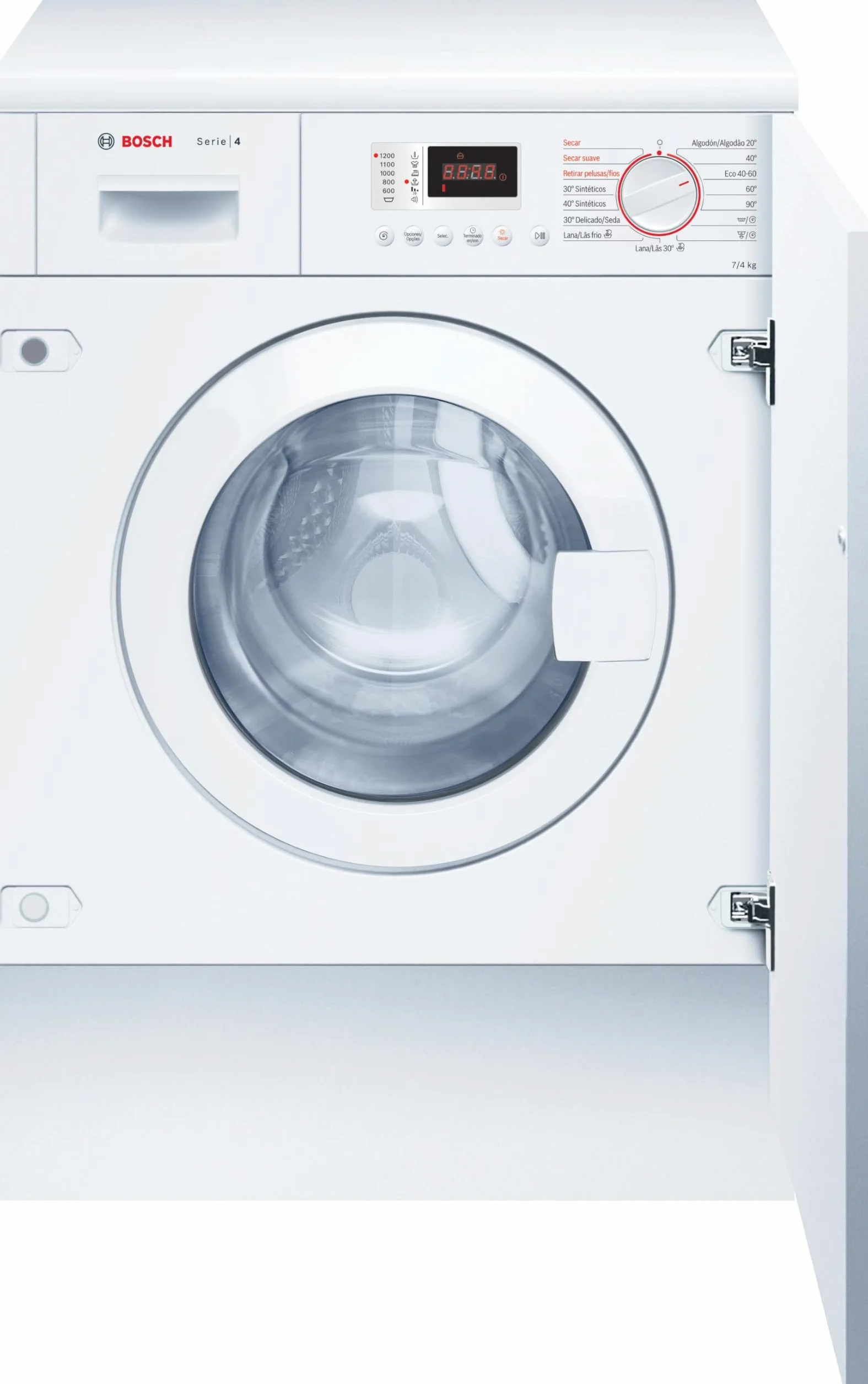 Bosch Lavadora-Secadora Integrable, 60 cm, Serie 4, AutoDry, Blanco, WKD24362ES.