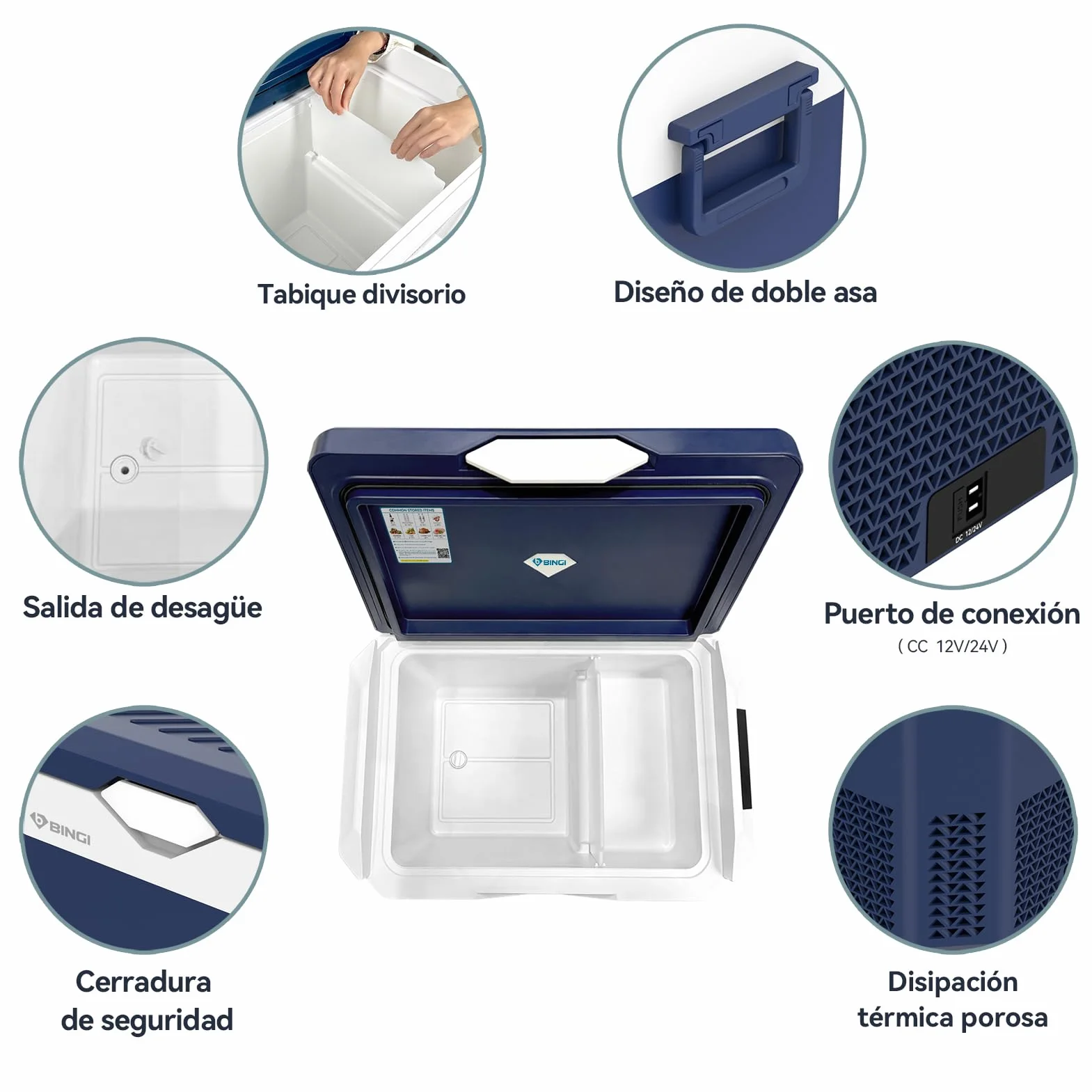 BINGI Nevera Portátil Eléctrica 30L,Nevera y Congelador Compresor Portátil,Refrigerador de Coche 12V/24V,mini frigorífico CA 220v Para Hogar,Conducción,Camping,Viajes,Barco,-18ºC a 15ºC