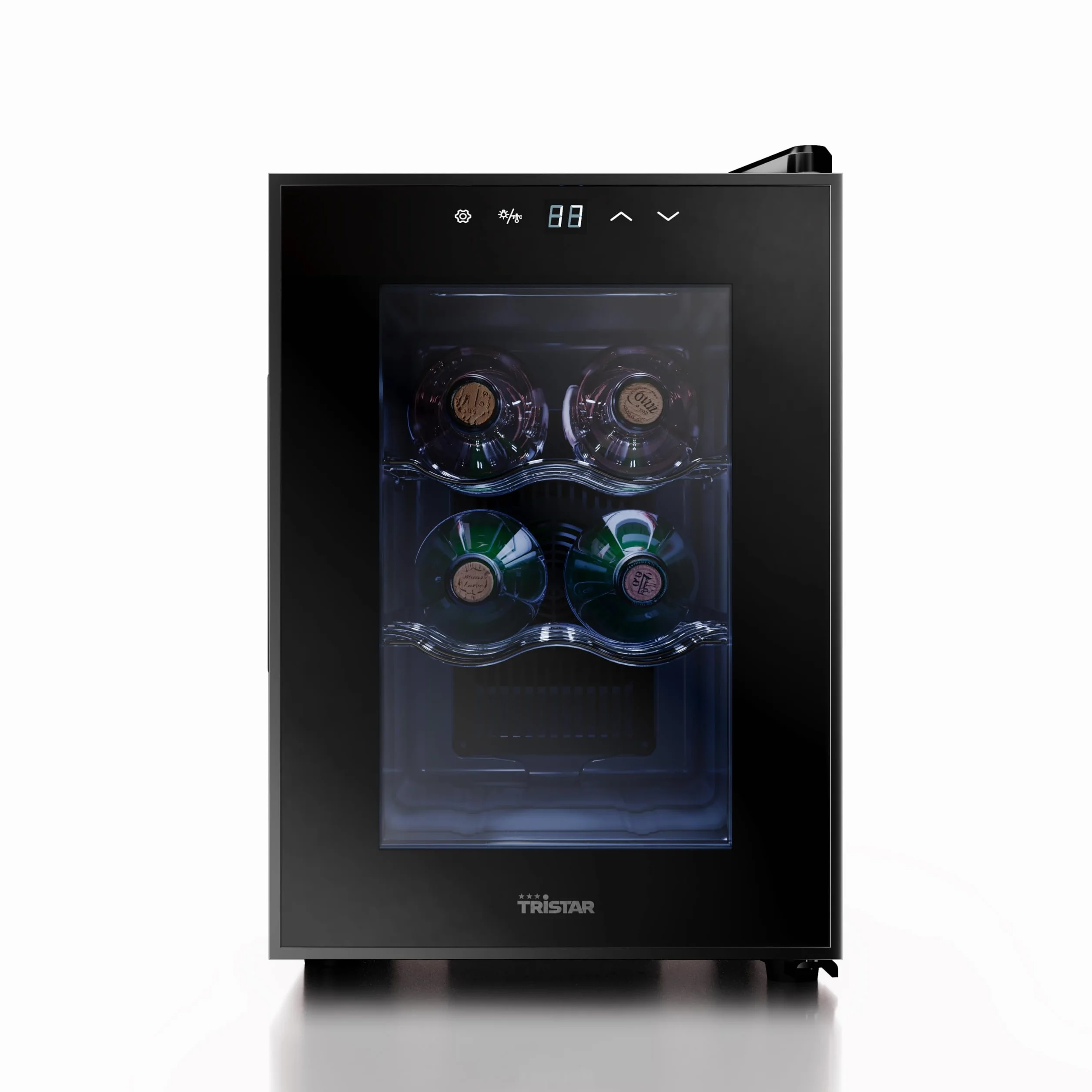 Tristar Vinoteca Grande Saignée – Para hasta 6 botellas – 17 L – Termoeléctrica – Puerta de cristal – Pantalla LED táctil – Luz interior – WR-7506 [Clase de eficiencia energética E]