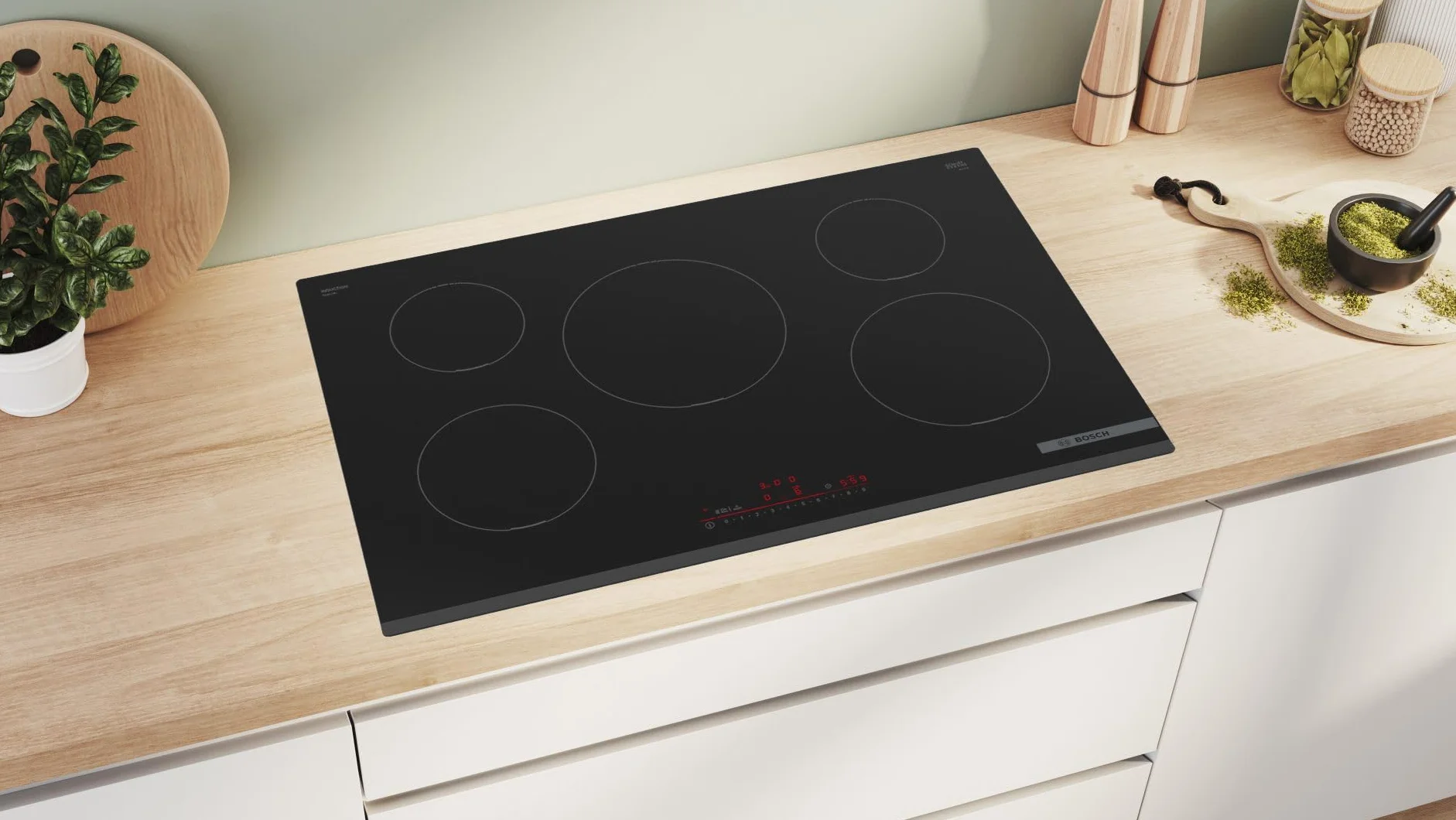Bosch PIV831HB1E Series 6 - Placa de inducción empotrada (80 cm), color negro