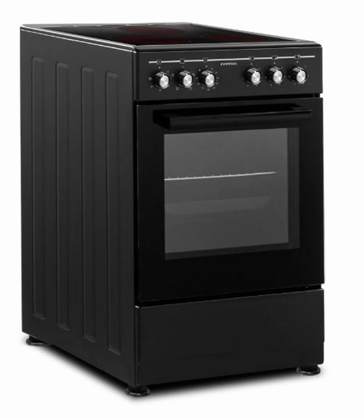 INFINITON Cocina con Horno CC-B550V3, Vitroceramica 3 Zonas, Horno Electrico 43 L, 6 Niveles de Potencia, Grill, Doble Acristalamiento, A, Negro