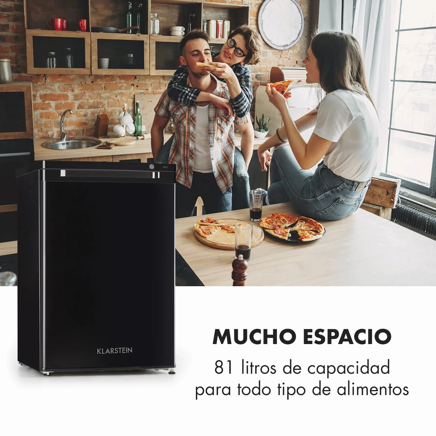 Klarstein Congelador Pequeño Vertical Portatil, Mini Congelador Silencioso Casa y Oficina, Congeladores Capacidad 80 l. con Estante, Eficiencia Energética, Estante, Departamento Hielos y Rascador