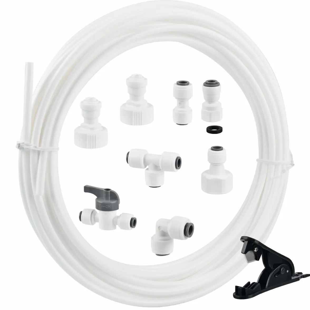 15m Manguera de Suministro de Agua Tubo y Kit de Conectores de Refrigerador para Refrigerador de Estilo Europeo Doble Refrigerador (1/4"Pipe)