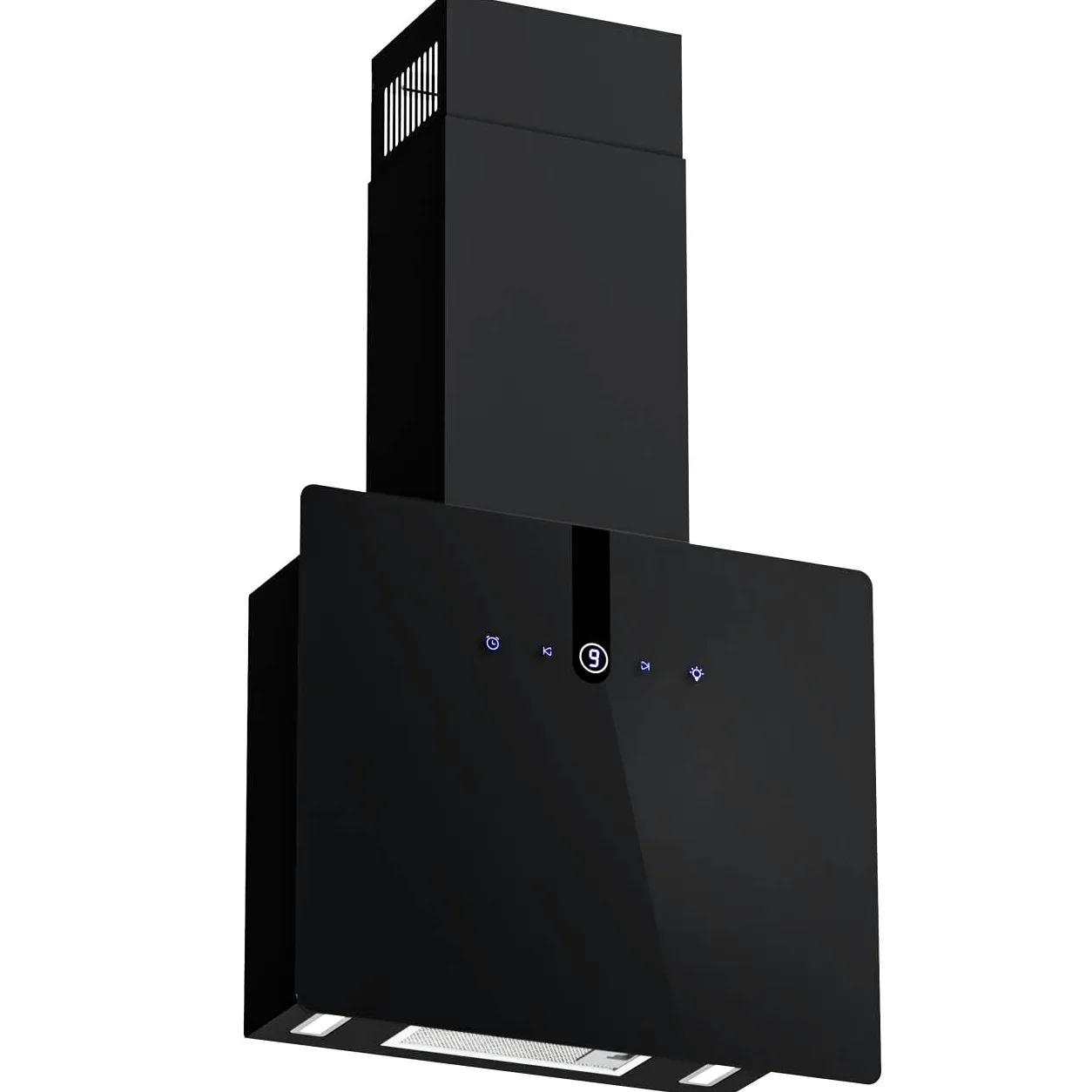 FIREGAS Campana Extractora de Pared con LED 60 cm, 487 m³/h, 9 Velocidades, Filtros de Carbón CC170, Ahorro Energético, Con Conducto, Negra