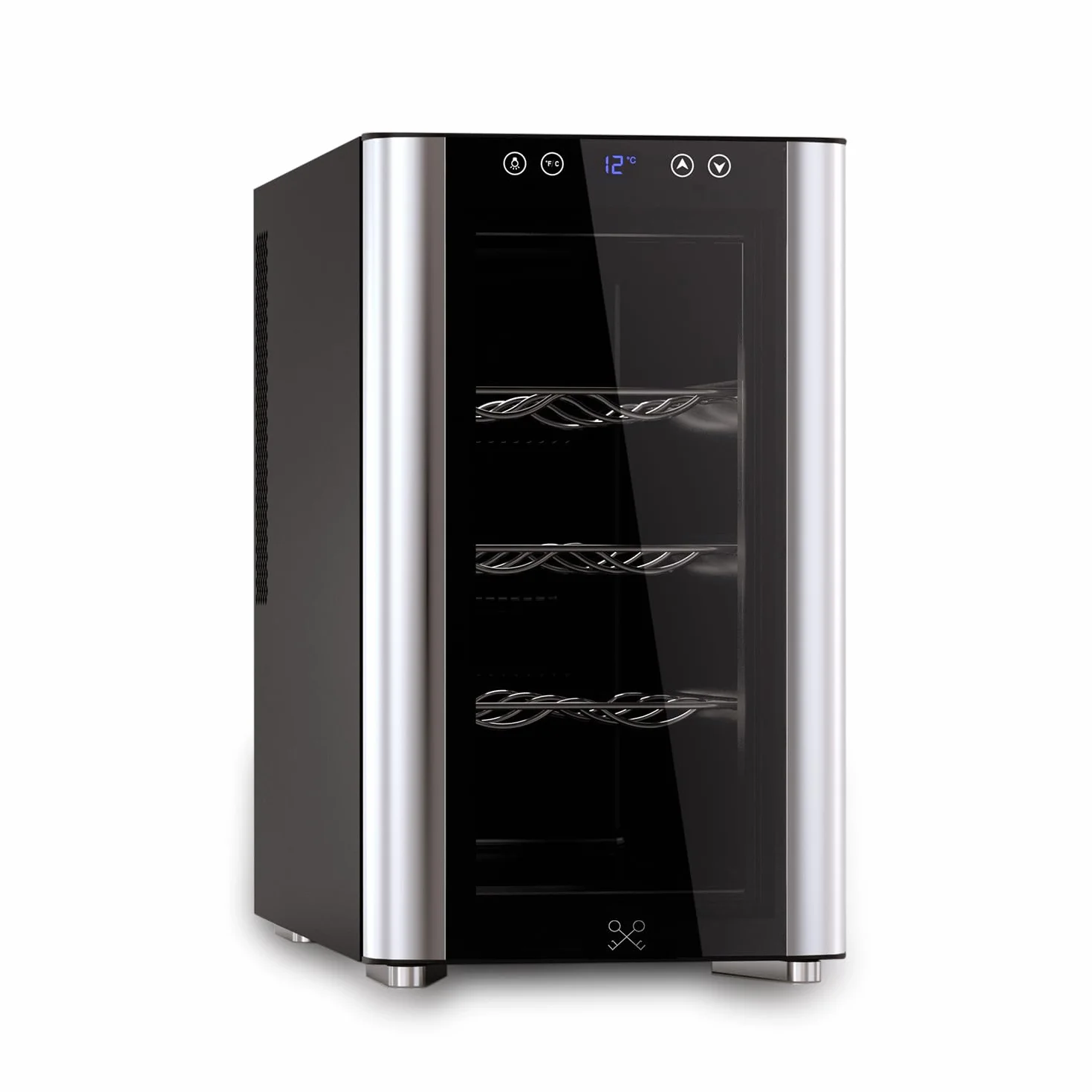 LES PETITS CHAMPS Vinoteca 8 Botellas CAVS8, Capacidad 23L, Puertas de Acero Inoxidable, Ajuste de Temperatura de 11°C a 18°C, Sistema Termoeléctrico, Iluminación LED, Anti-UV, 3 estantes