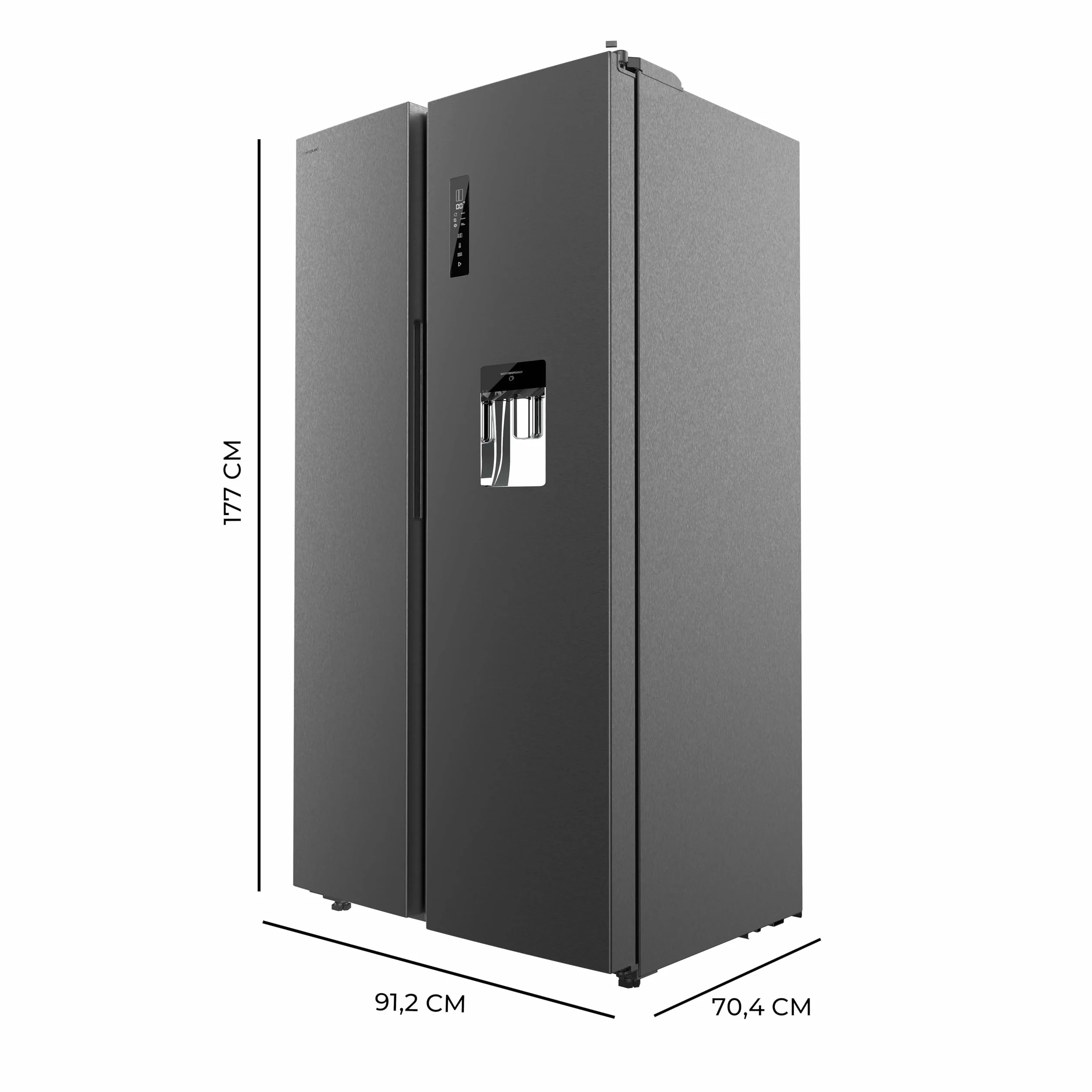 Cecotec Frigorífico Americano de 559 Litros Bolero CoolMarket SBS 562 Dark D. 177 cm de Alto y 90 cm Ancho, Clase D, Sistema Multi Air Flow, Total No frost, Motor Inverter Plus