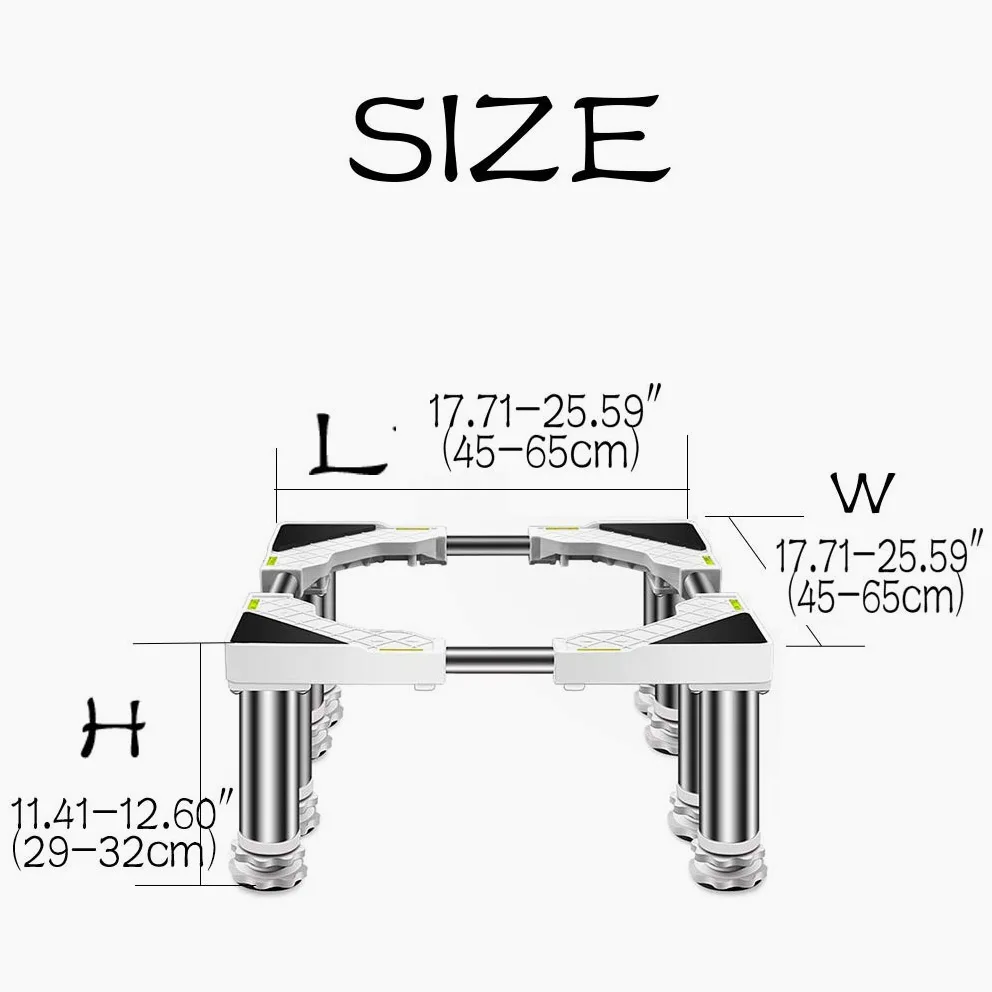 Lavadora Secadora Base Soporte Antivibración Mute Base Frigorífico Bandejas Elevación 29-32cm Frigorífico Piso Bandejas Pedestal Base Marco para Congelador, Exterior Planta Contenedor (8patas