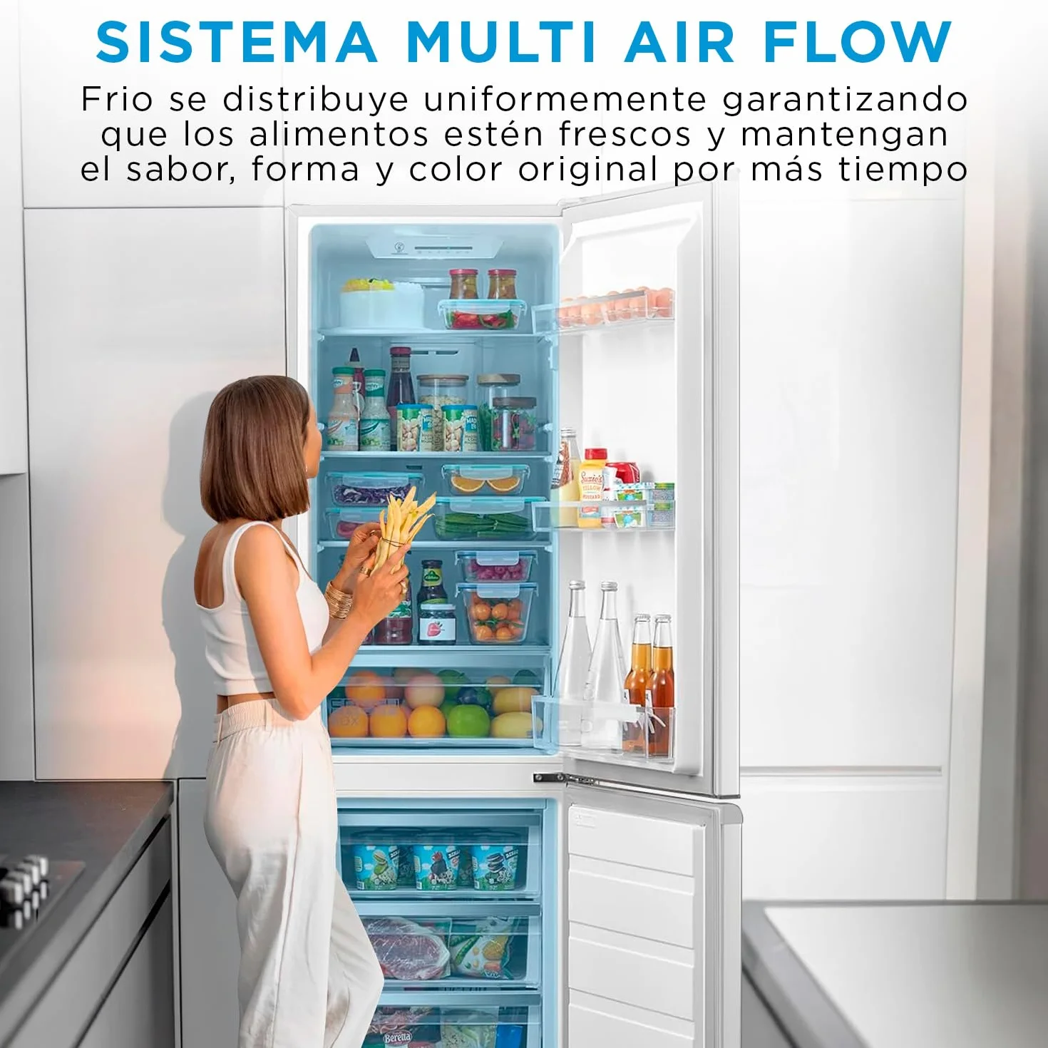 Midea Frigorífico Combi No Frost 55 cm 180 cm Blanco 199 L 71 L Congelador Refrigerador Bajo Consumo
