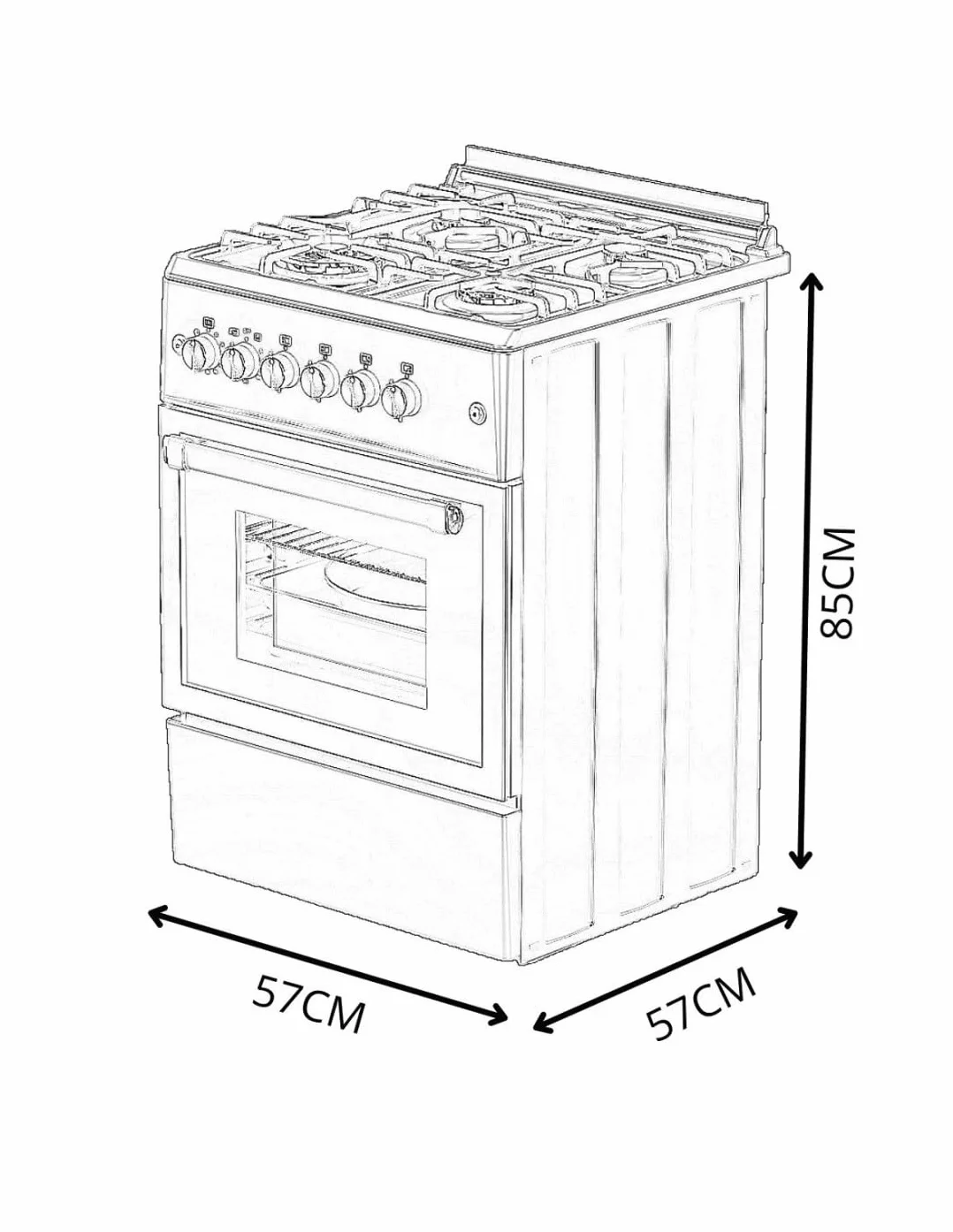 ALPHA VULCANO LUX-60 Cocina de Gas Inox Encendido automático Wok