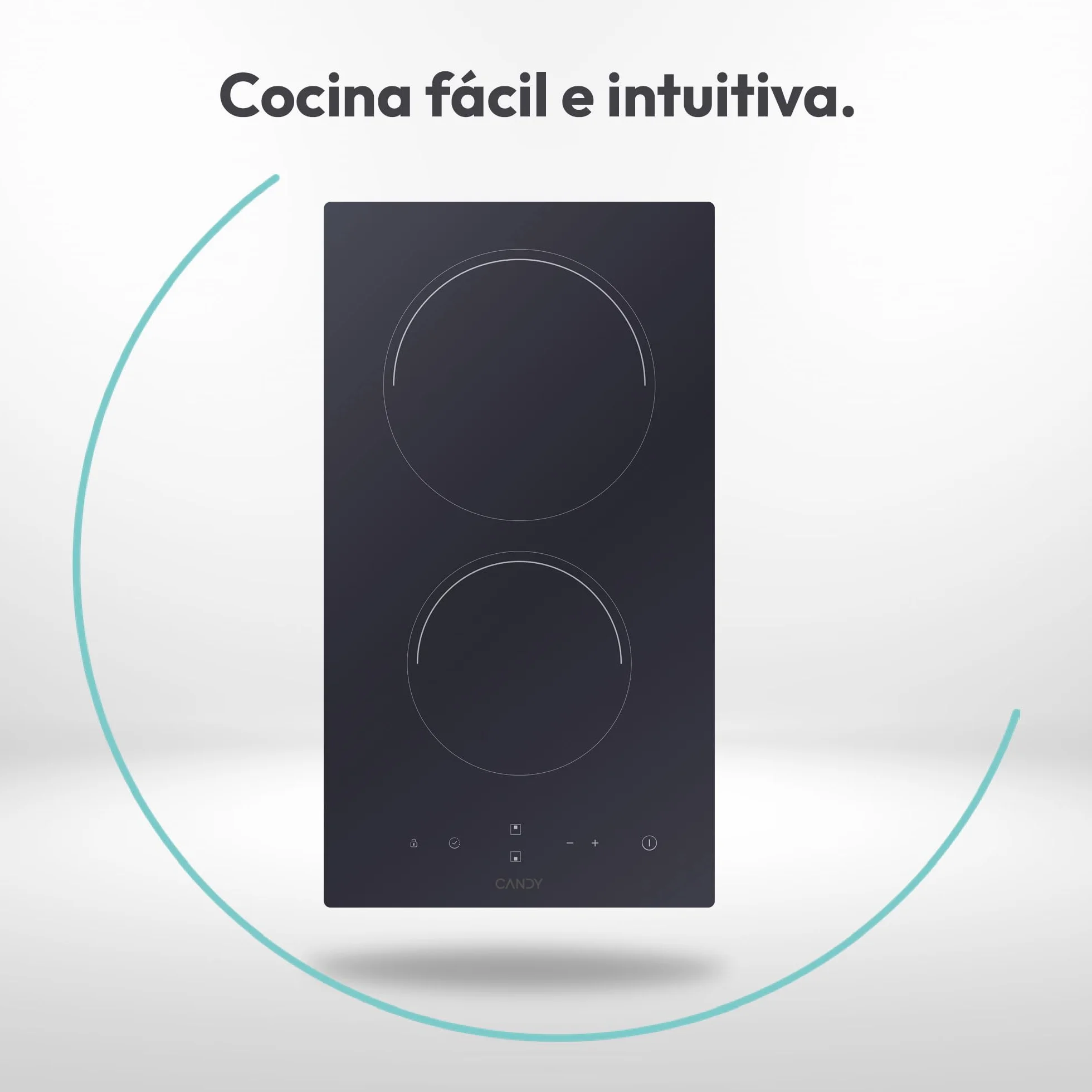 Candy Smart CDH 30 Placa Vitrocerámica 2 Zonas 30cm 2,9kW 9 Niveles Potencia Negro