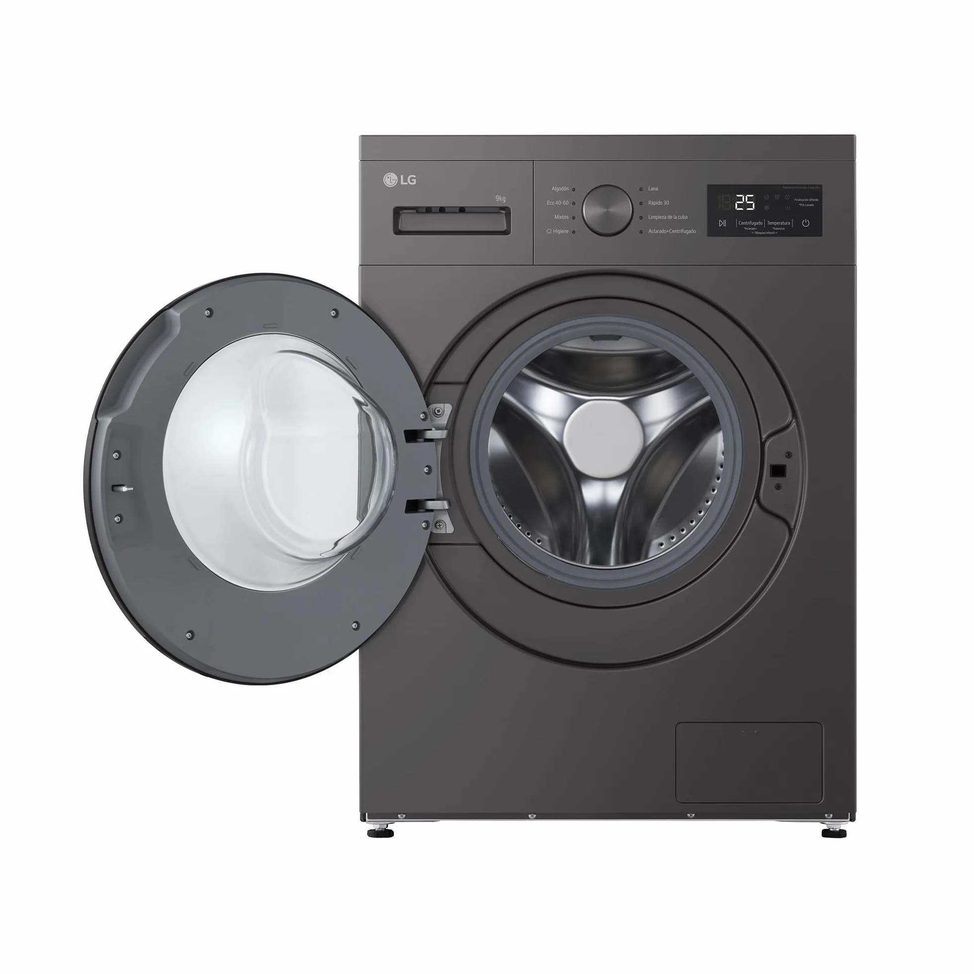 LG F4A1009NDK - Lavadora, 9 kg, 1400 rpm, Carga Frontal, 8 Programas, Programa Rápido y Programa Lavado a Mano, Fondo Especial Reducido, Display LED, Serie 100, Color Grafito