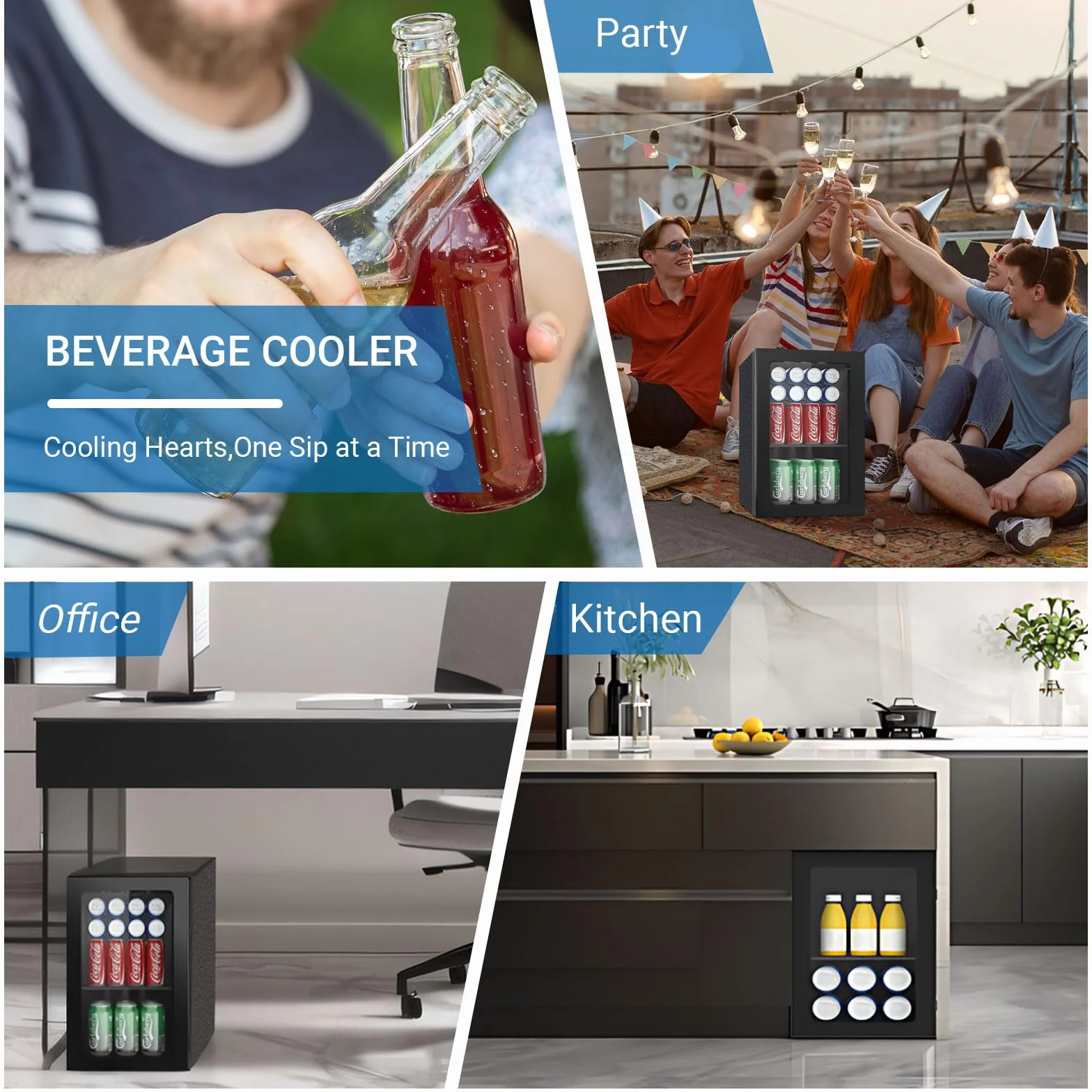 Mini Refrigerador de 20L con Capacidad para 24 Latas de Bebidas, Puerta Frontal para Refrescos y Cerveza, Refrigerador Pequeño Bajo Encimera con Estantes Ajustables (Negro)