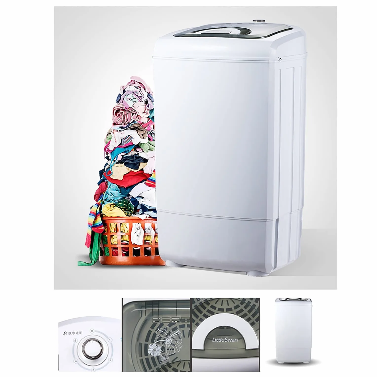 Lavadora Portátil 2 en 1 y Secadora de Giro - 7.5kg, Automática, Carga Superior, Función de Tiempo, Ahorro de Energía y Agua - Ideal para Camping y Viajes