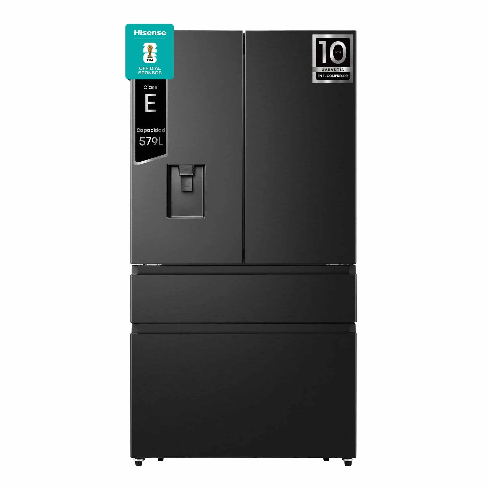 Hisense RF749N4SWFE - Frigorífico Americano Puerta Francesa Total No Frost, 579L,179cm, Metal-Tech Cooling, My Fresh Choice, Multi Airflow, Dispensador Agua con Depósito, Inverter, WiFi, Dark Inox