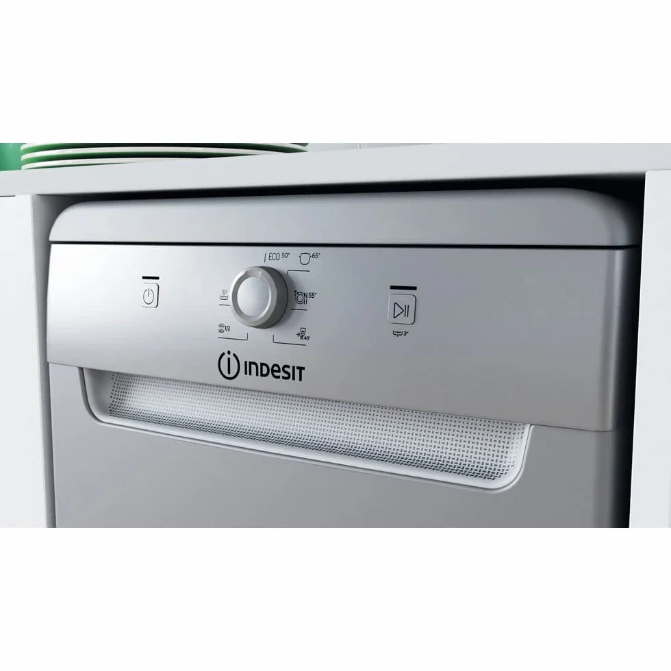 Indesit DSFE 1B10 S lavavajilla Independiente 10 cubiertos A+ - Lavavajillas (Independiente, Plata, Estrecho (45 cm), Plata, Botones, Giratorio, 1,3 m)